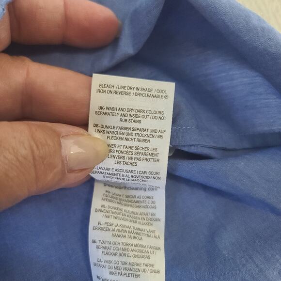 Boden Chambray Ruffled long sleeve blouse blue Sz 6 Preppy Cottagecore Coquette - Picture 7 of 10